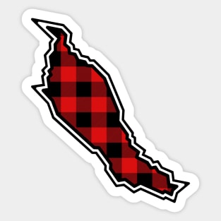 Denman Island Silhouette in Red and Black Plaid - Gulf Islands Gift - Denman Island Sticker